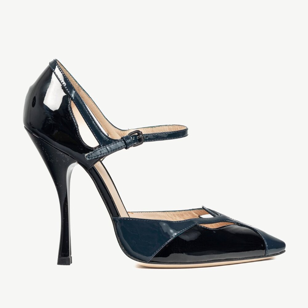 Bottega Veneta AW/12 Runway Vernice Black & Blue Patent-Leather Mary-Jane Heels